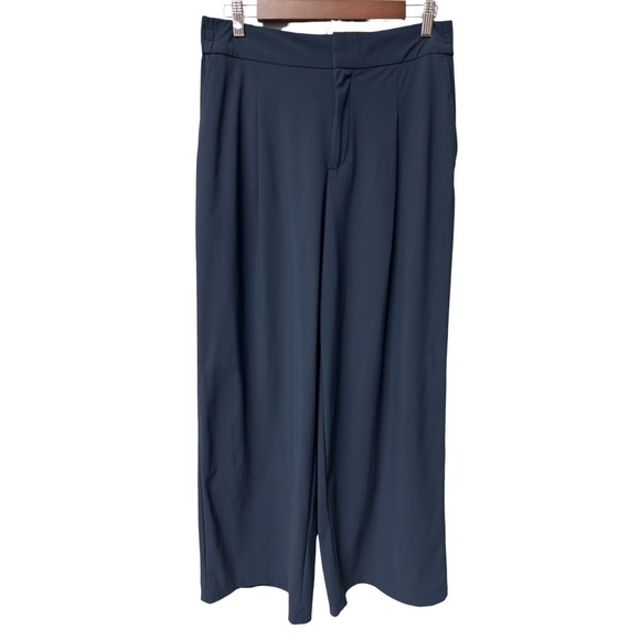 Athleta Pinnacle High Rise Trouser Navy Wide-Leg Womens Size 10 Athleisure EUC - Picture 3 of 6